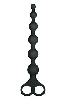 8 Inch Ribbed Silicone Anal Beads Black