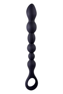 10 Inch Ribbed Silicone Anal Ball Beads Black
