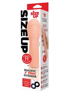 SIZE UP 3 INCH EXTRA REALISTIC PENIS EXTENDER FLESH
