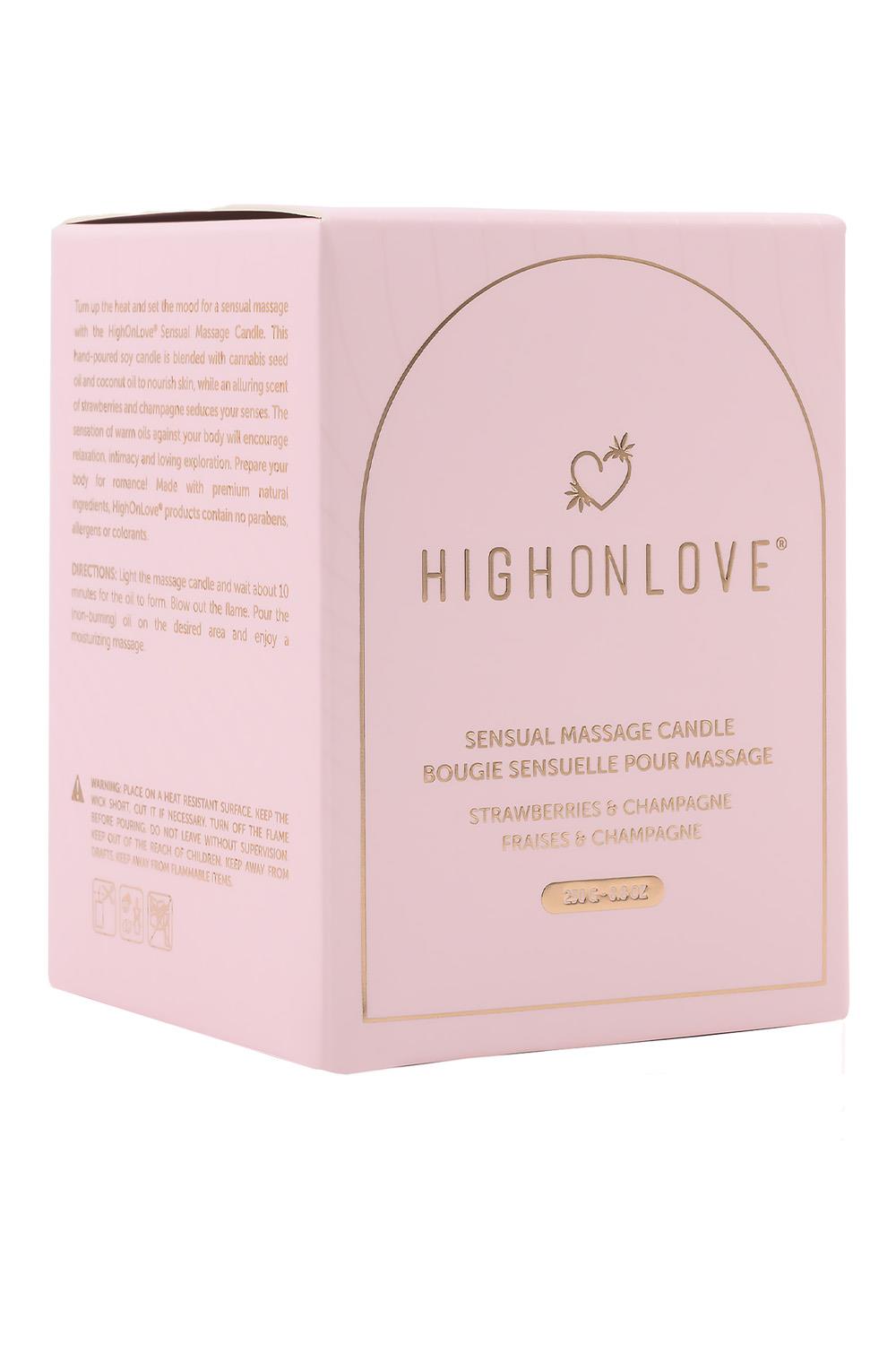 HIGH ON LOVE PINK MASSAGE CANDLE STRAWBERRIES AND CHAMPAGNE 220ML