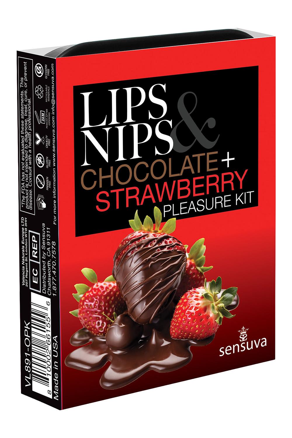 SENSUVA LIPS AND NIPS PLEASURE KIT CHOCOLATE NIP ZIP AND LTD EDITION CHOCOLATE STRAWBERRY XBALM