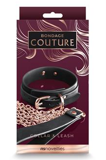 BONDAGE COUTURE COLLAR AND LEASH BLACK