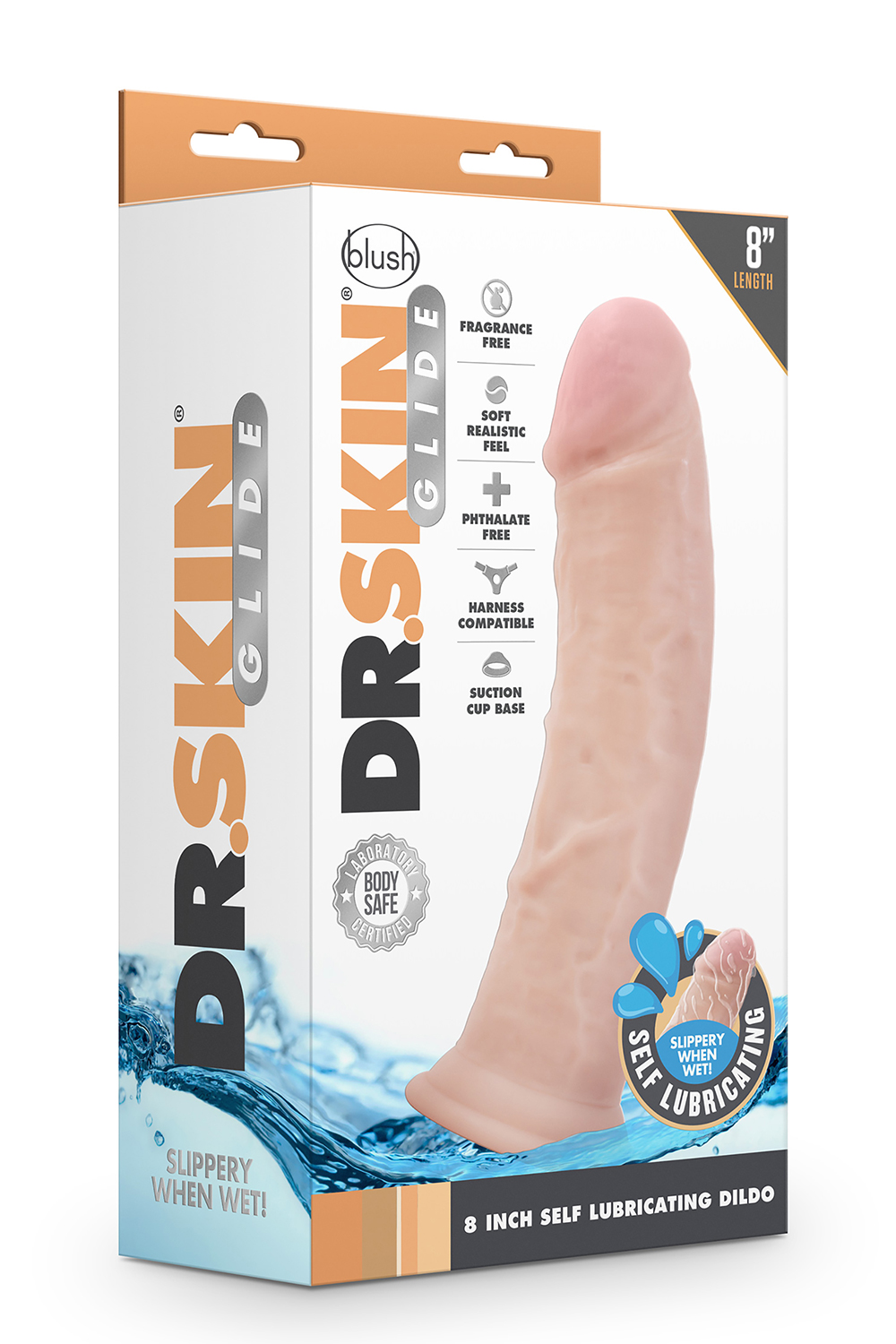 DR. SKIN 8 INCH SELF LUBRICATING DILDO