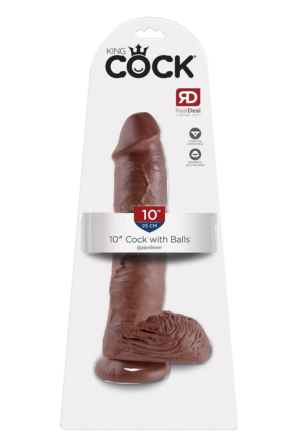 KING COCK 10 INCH COCK WITH BALLS BROWN