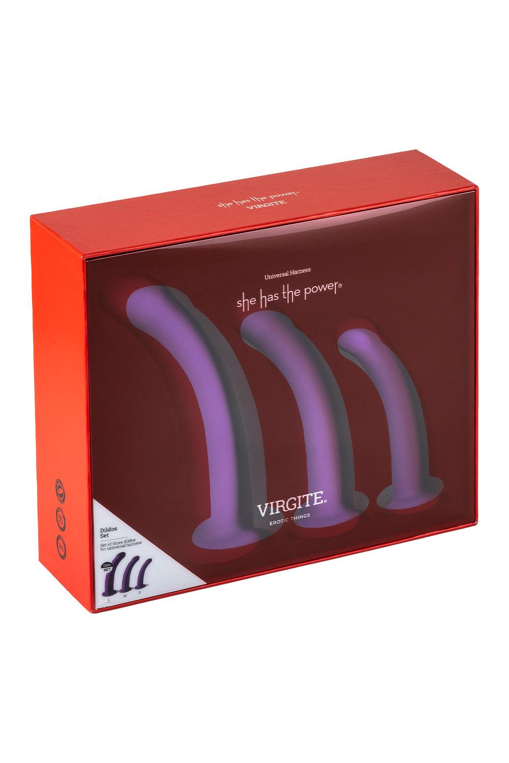 VIRGITE  SET OF 3 DILDOS SIZES S M L PURPLE 